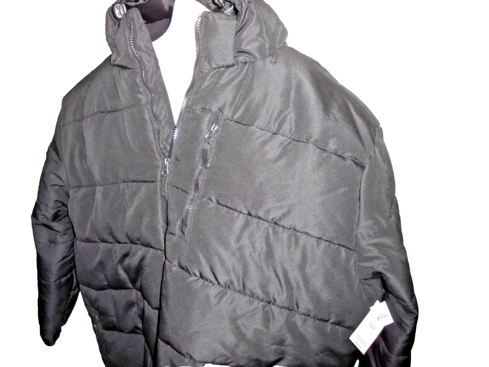 New~Athletech Coat Jacket Mens 3XLT Black Puffer Hooded Quilted Zip Insulated - Image 2 of 4