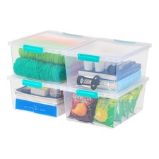 IRIS USA 12 Qt. Plastic Storage Bins Containers with Lids, 4 Pack, Small Sens...