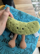 Jellycat Amuseables Pickle Plush Bag Charm Keychain Green NWT Dust Bag - On Sale