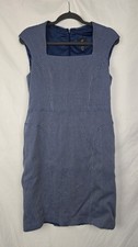 Adrianna Papell Blue and White Square Neck Cap Sleeve Print Sheath Dress sz 12