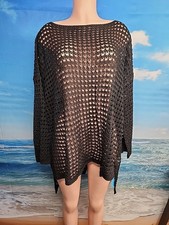 NWT Cupshe Beach Swim Cover Up Black Size Medium Long Sleeve