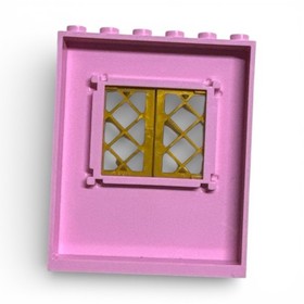 LEGO Panel 1 x 6 x 6 Window Pink Brick Gold Shutters Junior Princess Play Castle