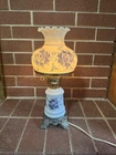 Vintage milk glass hurricane lamp/Gone with the Wind lamp