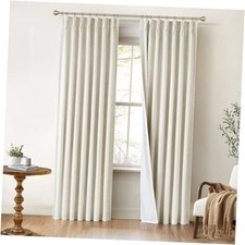 Pinch Pleated Curtains, 100 Blackout Curtains 40"W x 90"L Pack of 2 Natural