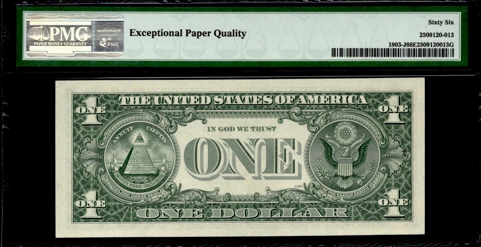 1969 $1 FRN KANSA CITY. FR: 1903-J. PMG Graded: 66 EPQ. NICE S/N. - Image 2 of 2