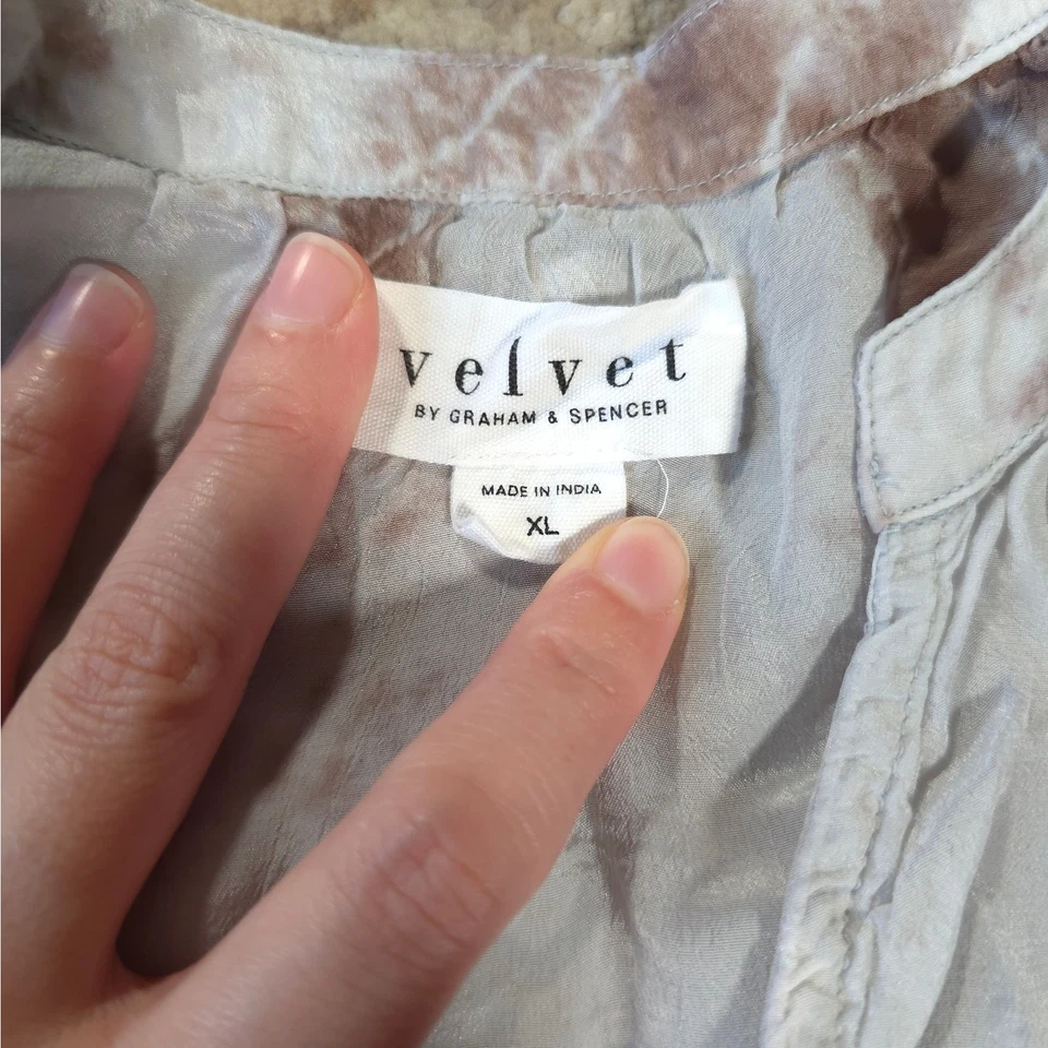 Блузка женская Velvet By Graham & Spencer серая галстук краситель размер XL вискоза мягкая богемная - Изображение 3 из 4