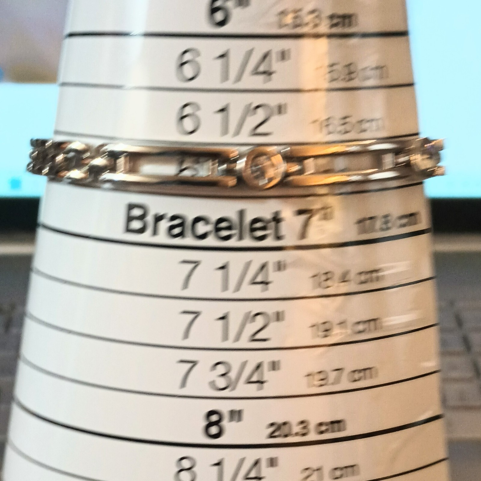 Silver Tone Rectangular Link Bracelet 6.75" with … - image 7