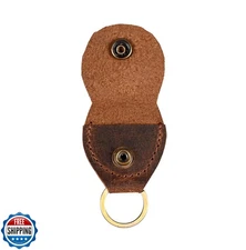 CestAntiQ Handmade Rustic Leather Guitar Pick Holder and Keychain Key Organiz