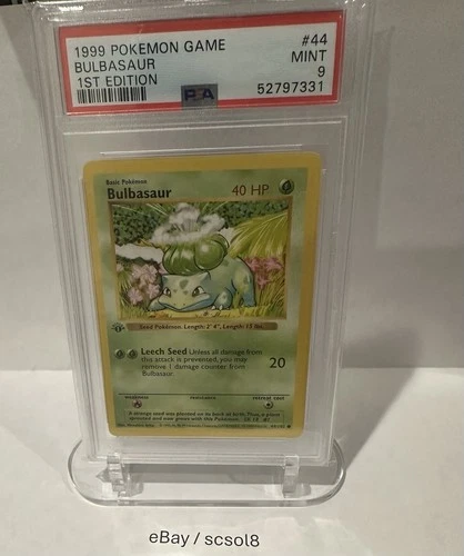 1999 POKEMON BASE SET 1ST EDITION #44 BULBASAUR SHADOWLESS - PSA 9 Mint