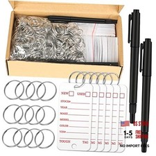 500 Pcs Poly Key Tags Plastic Dealership Car Key Tags with Labels for RV White