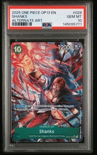 2025 One Piece OP13-028 Shanks Alt Art PSA 10