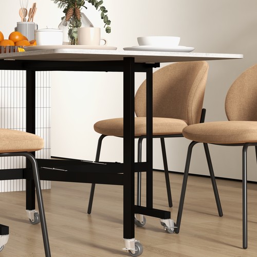 HOMCOM Drop Leaf Table with Wheels Folding Dining Table for Small Spaces, Grey - Picture 10 of 12