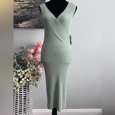 GUESS Women's Lucille Rib-Knit Faux-Wrap Sleeveless Dress Size XL