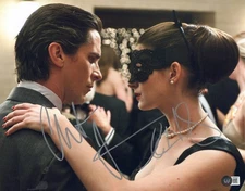 CHRISTIAN BALE  ANNE HATHAWAY  THE DARK KNIGHT  SIGNED 11X14 PHOTO BAS COA
