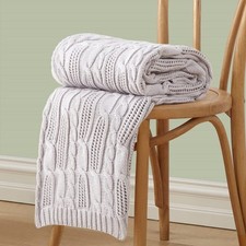 Cable Knit Throw Blankets 50 x 60 Inches, Soft Cozy and Lightweight Knitted B...