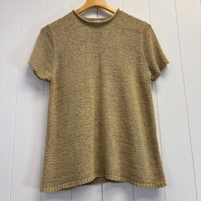 Vintage Chaus & Co Womens Minimalist Academia Short Sleeve Sweater Size L Casual