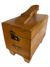 Vintage Esquire De Luxe wooden shoe valet w/ 2 brushes accessories lidded caddy