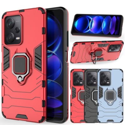 For Xiaomi Poco X5 / X5 Pro Shockproof Hybrid Ring Stand Case + Screen Protector