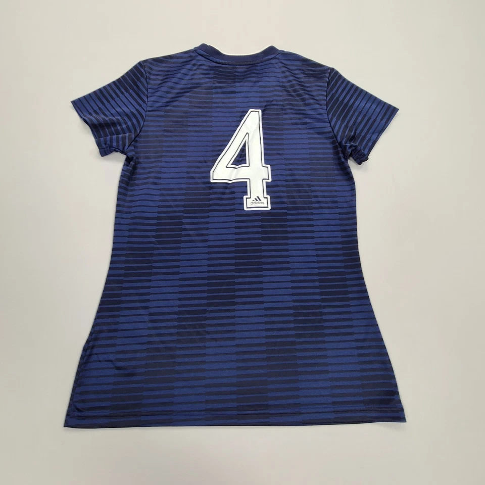 Camiseta Adidas Mujer Pequeña Azul Fútbol Entrenamiento Atlético Aire Libre Damas Foto 2 de 4