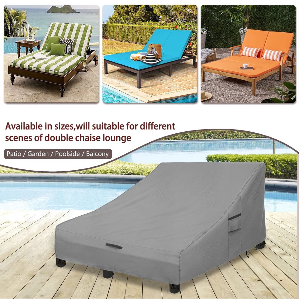 Okcool 100 Waterproof Patio Double Wide Chaise Lounge Chair Cover