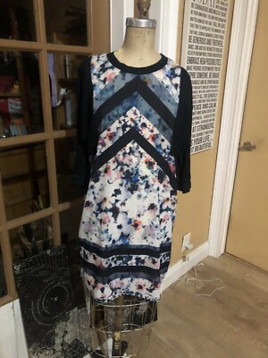 Zara WB Collection.Black Jersey W/ Multi Floral Rayon Shift.size Med. | eBay