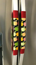 Refrigerator Oven Door Padded Appliance Handle Covers Apples in Ruby Set of 2