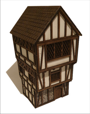 28mm Fantasy Tudor Style House 3 Story MDF Painted Terrain
