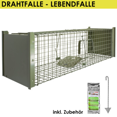 Tierfalle Lebendfalle Marderfalle Drahtfalle 120 x 34 x 34 cm Grün Petigi