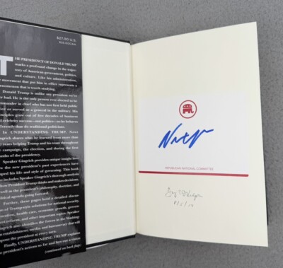 Donald Trump SIGNED Book by Newt Gingrich Understanding Trump Republican Party