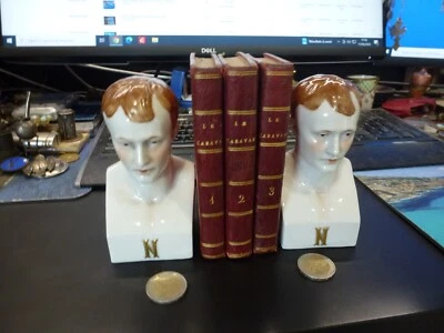 serres livres aux bustes Napoléon 1er d'aprés Canova,biscuit vernissé,marquages - Photo 1/4