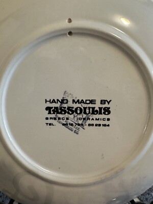 Hand Made Tassoulis Ceramics Greek Parthenon Blue & White Wall