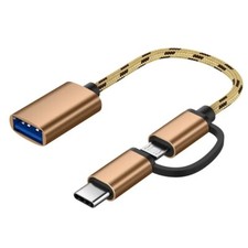 2In1 Type C Micro USB Male to USB 2.0 Female OTG Adapter Cable Phone Tablet PC