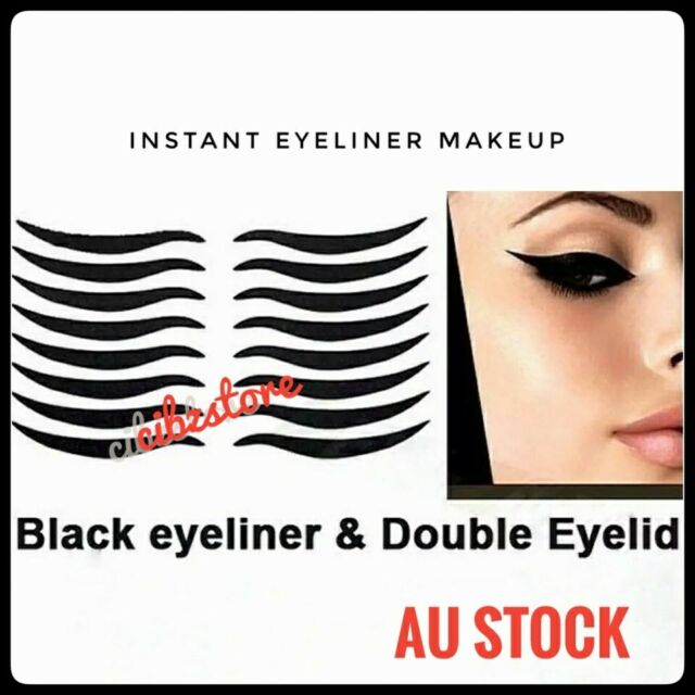 16Pairs Eyeliner Tattoo Sticker Cat Liner Double Eyelid Instant Makeup Black AU