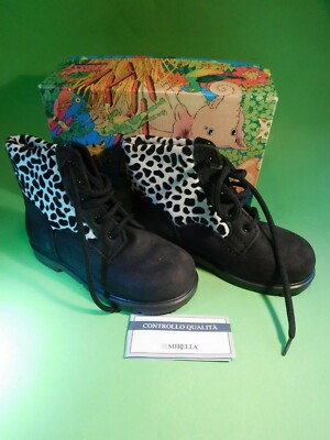 Mädchen Halbstiefel von MIRELLA FLOSSY schwarz Leder Leopardoptik Größe 26 NEU