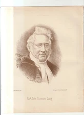 Australian Lithograph  , pbl 1887 ,PORTRAIT , REVD. JOHN DUNMORE LANG