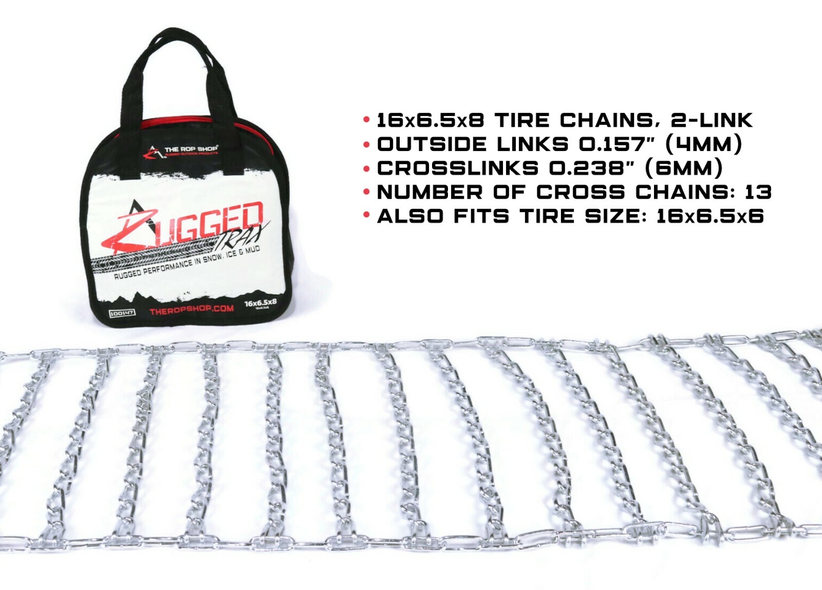 Pair of 2 Link Tire Chains 17x8x8 for Sears Craftsman Lawn Mower & Snow