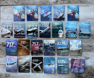 Choose from 22 Delta Trading Cards! Holograms Team Paris & More! Airbus Boeing