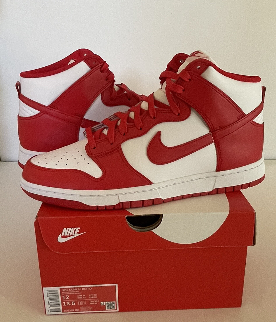 スニーカー Nike Dunk HighChampionship White and Red Nike Dunk High Championship Red White Shoes Sneakers Mens Sz 12 | eBay