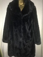 Biba Size 12 Black Portobello Faux Fur Coat