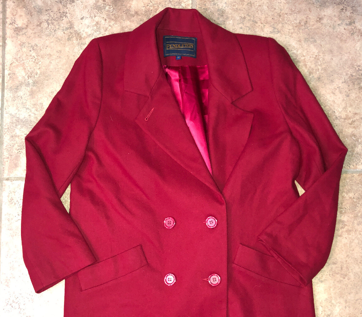 Pendleton Womens Red Wool Double Breasted Blazer … - image 2