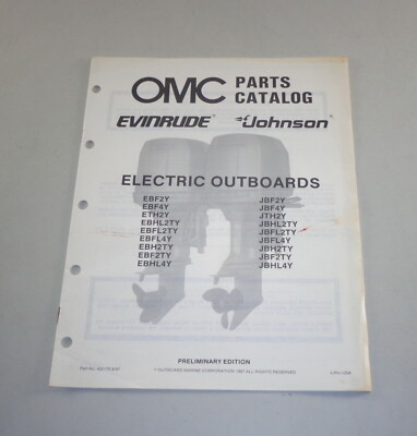 #ad Teilekatalog Johnson Evinrude Außenborder Electric Outboards ab EBF2Y JBF2Y 1987 EUR 19.90
