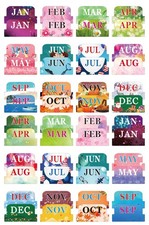 48 Pieces Colorful Monthly Adhesive Tabs, 2 1.3 x 1.22 inches, Multicolor