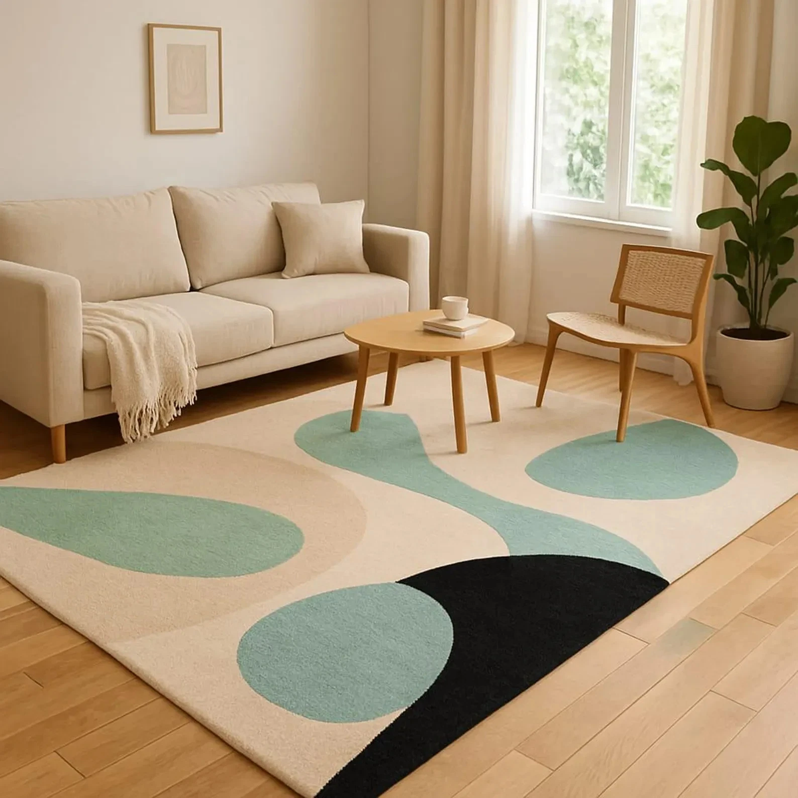 5x7 ft rug Hand Tufted Wool Rug 5x7: Abstract Geometric Carpet Living room 8x10