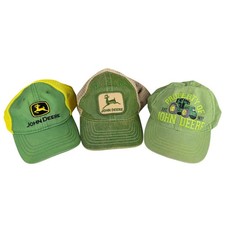 John Deere Kid Toddler Hat Bundle 3 Pack Green Yellow Mesh Trucker Baseball Caps