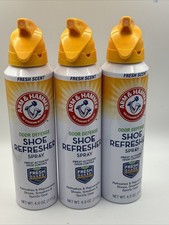 3 pack Arm Hammer Odor Defense Shoe Refresher Spray Fresh Scent 4 oz Ea Can