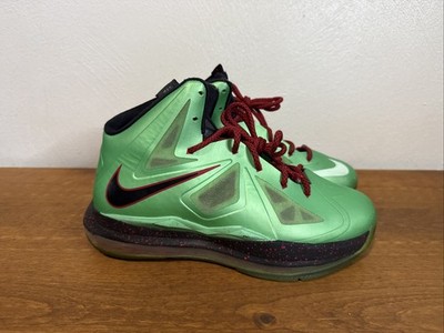 Nike LeBron X 10 Cutting Jade 2012 Christmas Grinch Size 6Y 543564-301