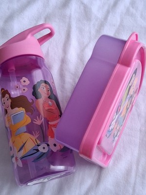 Zak! Disney Princess Lunch Box & Water Bottle Set Pink Purple Ariel Belle