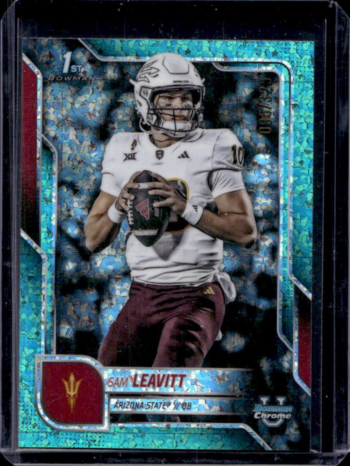 2025 Bowman Chrome U Sam Leavitt Aqua Mini-Diamond Refractor 1st #95/325