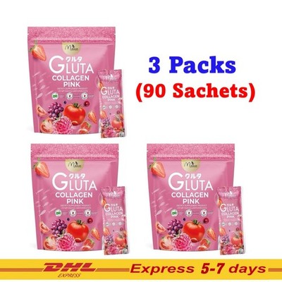 3 X Manee Collagen Pink Dietary Supplement Instant Powder Drink 30 Sachets