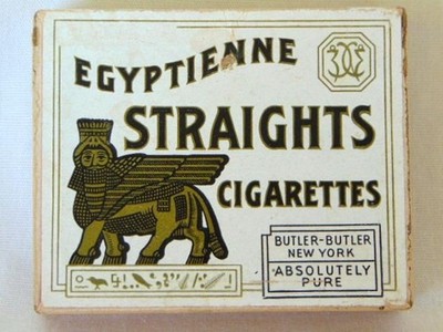 Antique EGYPTIENNE STRAIGHTS CIGARETTES Cardboard EMPTY BOX, Great Graphics #5